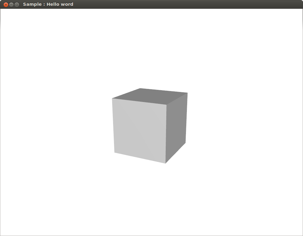 Scène 3D avec un cube gris